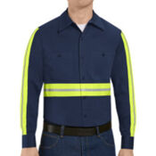 Men's Enhanced Visibility Long Sleeve Cotton Work Shirt Thumbnail
