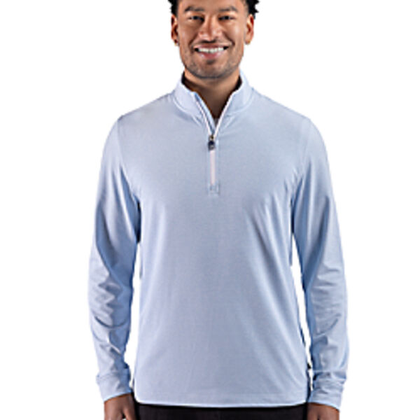 Cutter & Buck Adapt Recycled Soft Knit Stripe Mens Quarter Zip Pullover Thumbnail