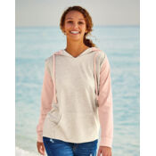 Women’s French Terry Hooded Pullover with Colorblocked Sleeves Thumbnail