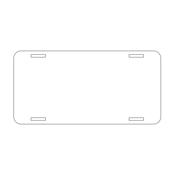 License Plate with 4 Holes 12" x 6" x .025" White Sublimatable UVSub Aluminum  Thumbnail
