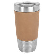 Polar Camel 20 oz. Black with White Leatherette Tumbler with Slider Lid Thumbnail