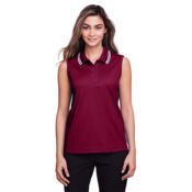 Women's CrownLux Performance® Plaited Tipped Sleeveless Polo Thumbnail