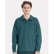 Unisex Garment-Dyed Polo Collar Sweatshirt Thumbnail