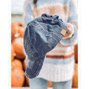 Washed Denim Criss-Cross High Ponytail CC Ball Cap Thumbnail